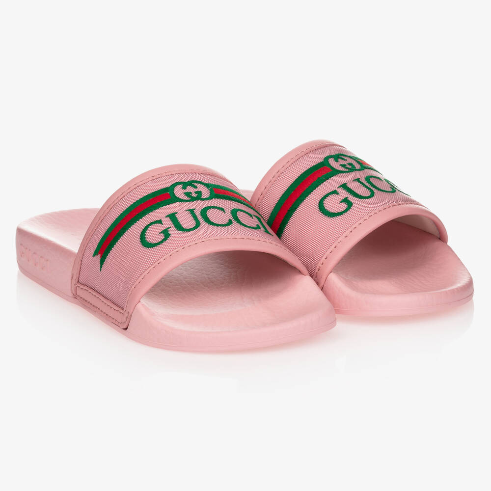 Gucci - Claquettes roses à logo Fille | Childrensalon