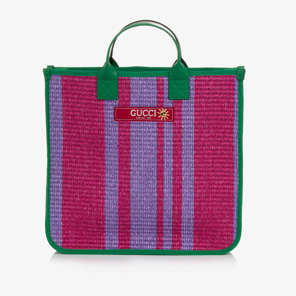 Gucci - حقيبة مزيج قطن لون زهري وبنفسجي (33 سم) | Childrensalon