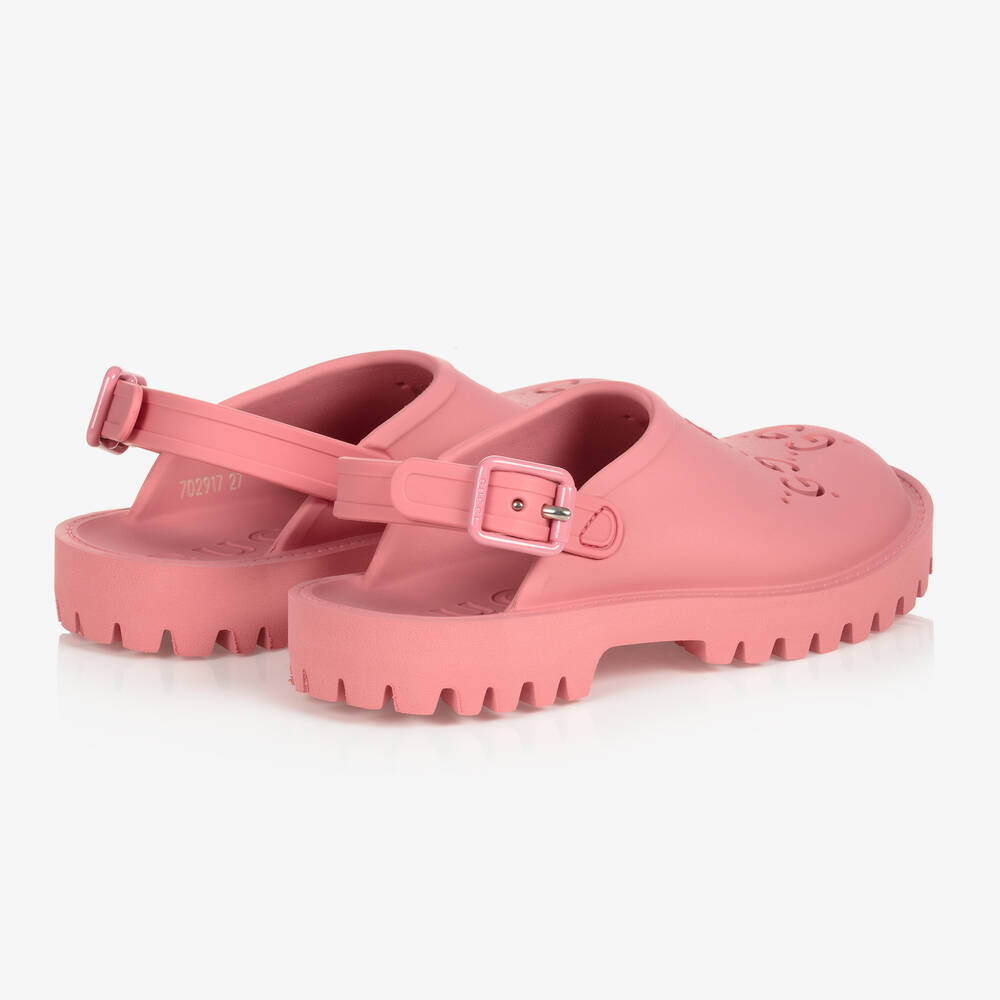 Gucci - Girls Pink Rubber Sandals | Childrensalon