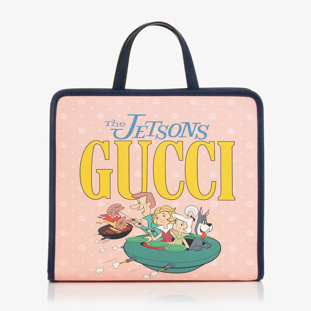 Gucci - حقيبة يد كانفاس لون زهري للبنات (28 سم) | Childrensalon