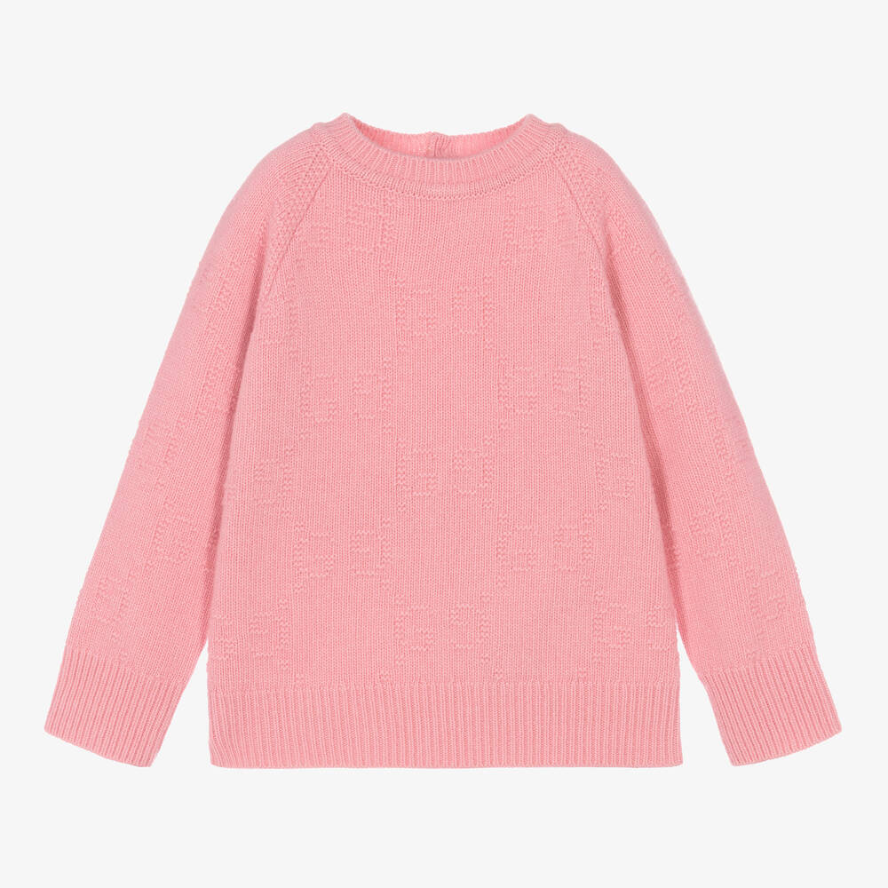 Gucci - Girls Pink Wool GG Sweater | Childrensalon