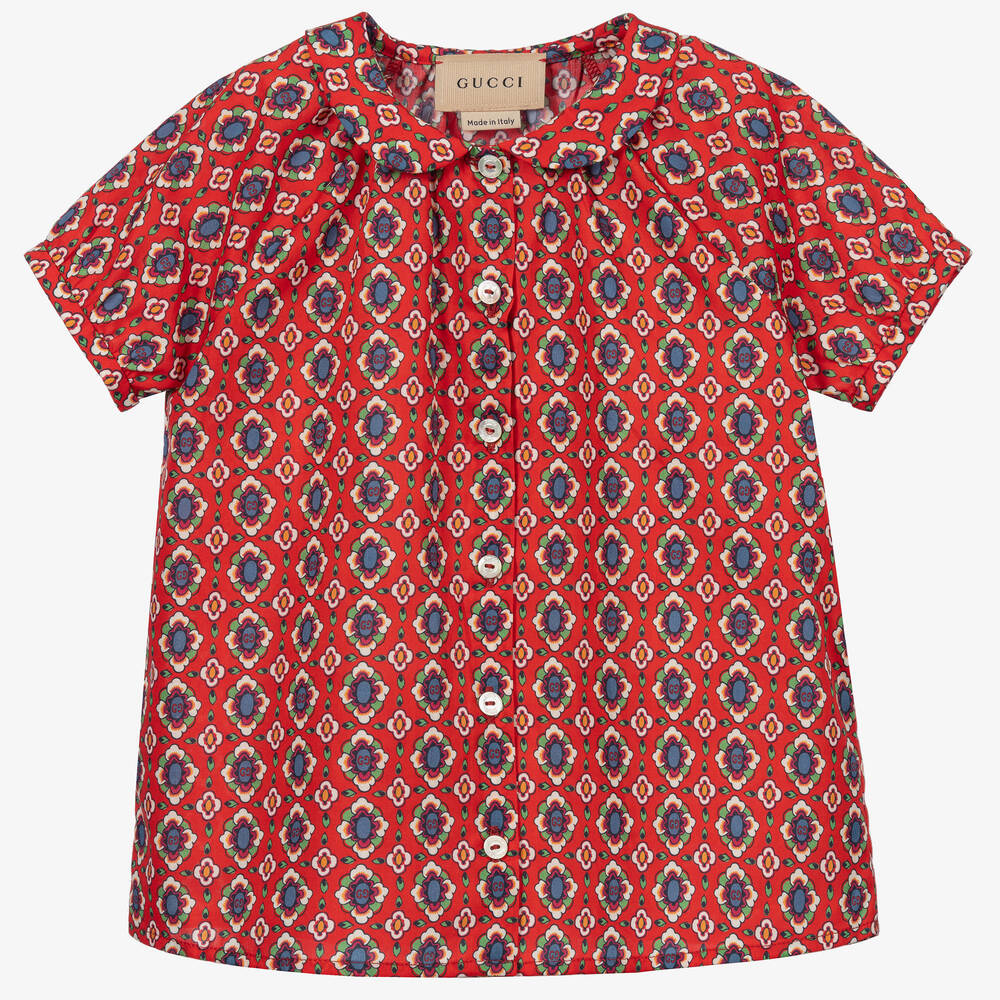 Gucci - Blouse rouge en coton Fille | Childrensalon
