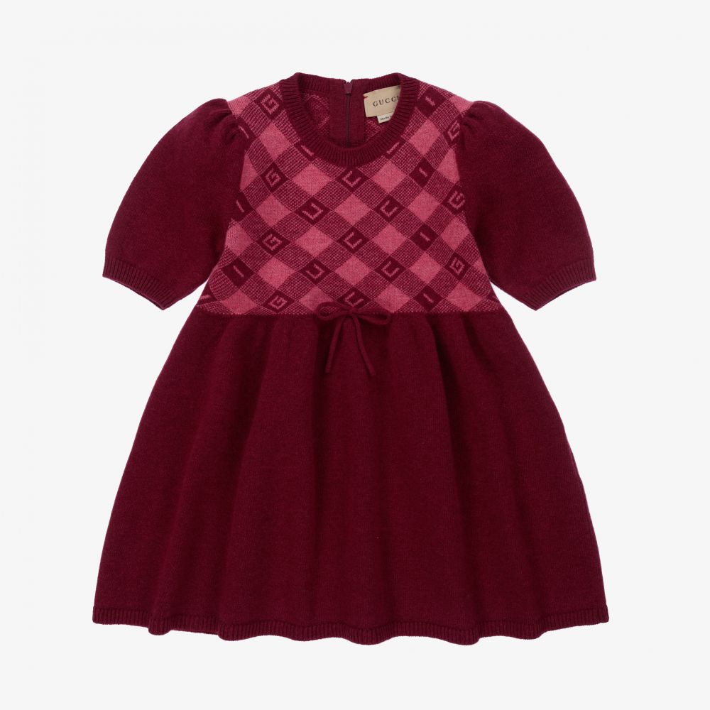 Gucci - Girls Red Wool Knit Dress  | Childrensalon