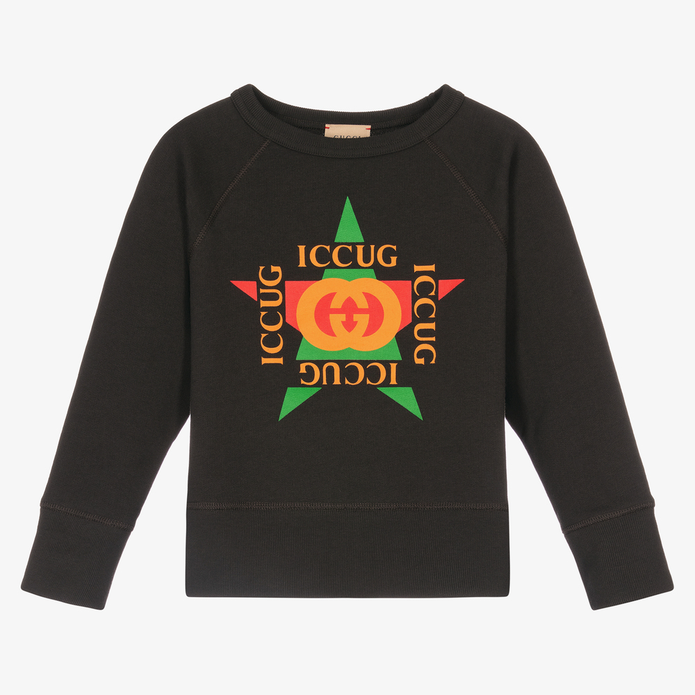 Gucci - سويتشيرت قطن لون رمادي | Childrensalon