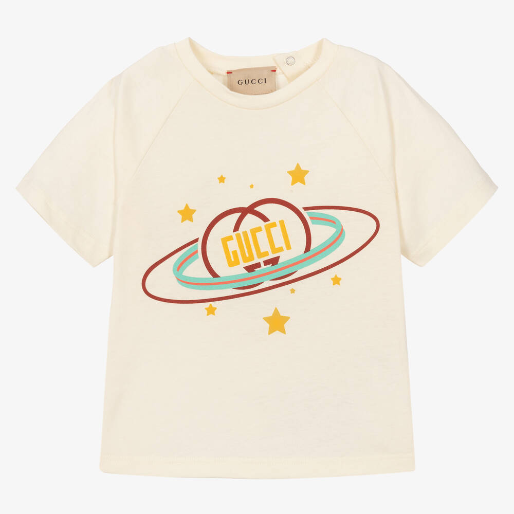 Gucci - Кремовая хлопковая футболка | Childrensalon