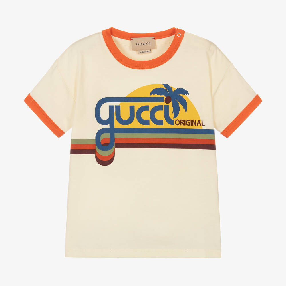 Gucci - Ivory Cotton Sunset Baby T-Shirt | Childrensalon