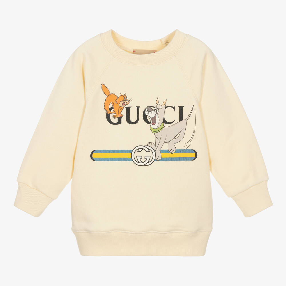 Gucci - سويتشيرت قطن لون عاجي للأطفال | Childrensalon