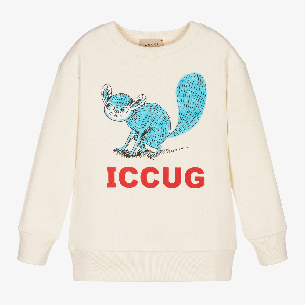Gucci - Ivory Reverse Logo Sweatshirt | Childrensalon