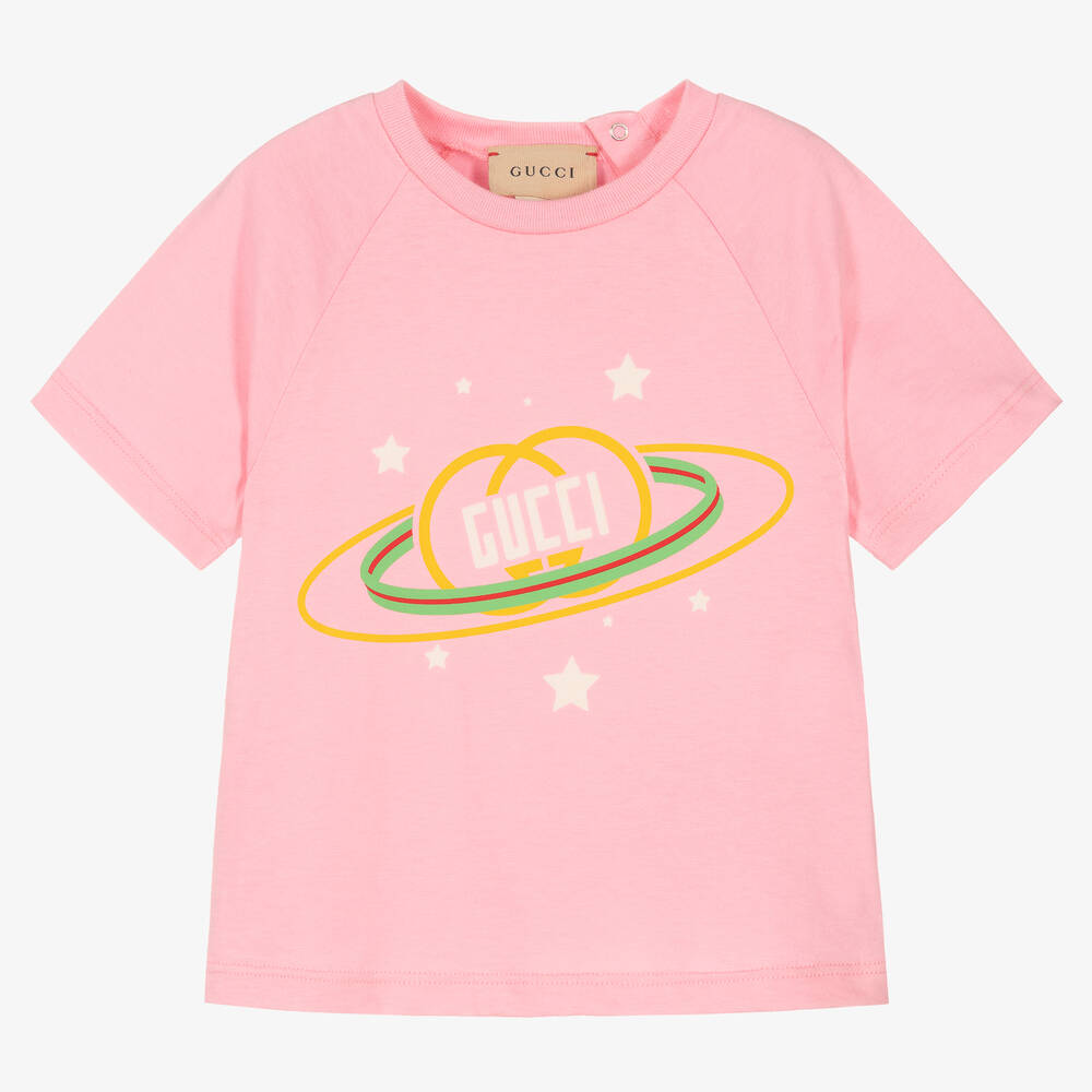 Gucci - Pink Cotton Logo T-Shirt | Childrensalon
