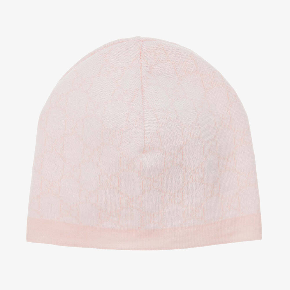 Gucci - Pink & Ivory Wool GG Baby Hat | Childrensalon