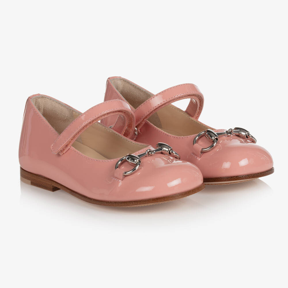 Gucci - Pink Leather Ballerina Shoes | Childrensalon