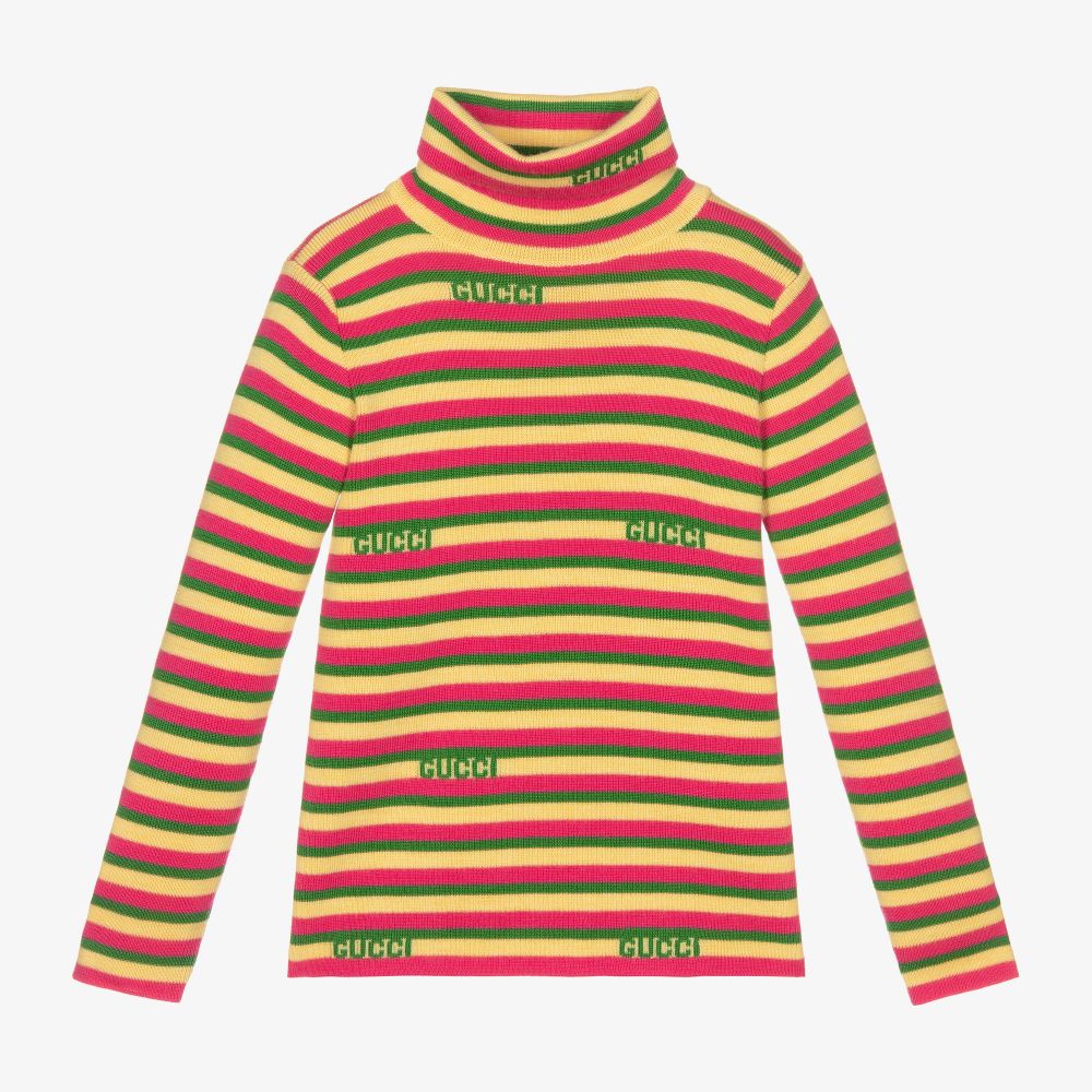 Gucci - Pink & Yellow Stripe Wool Top | Childrensalon