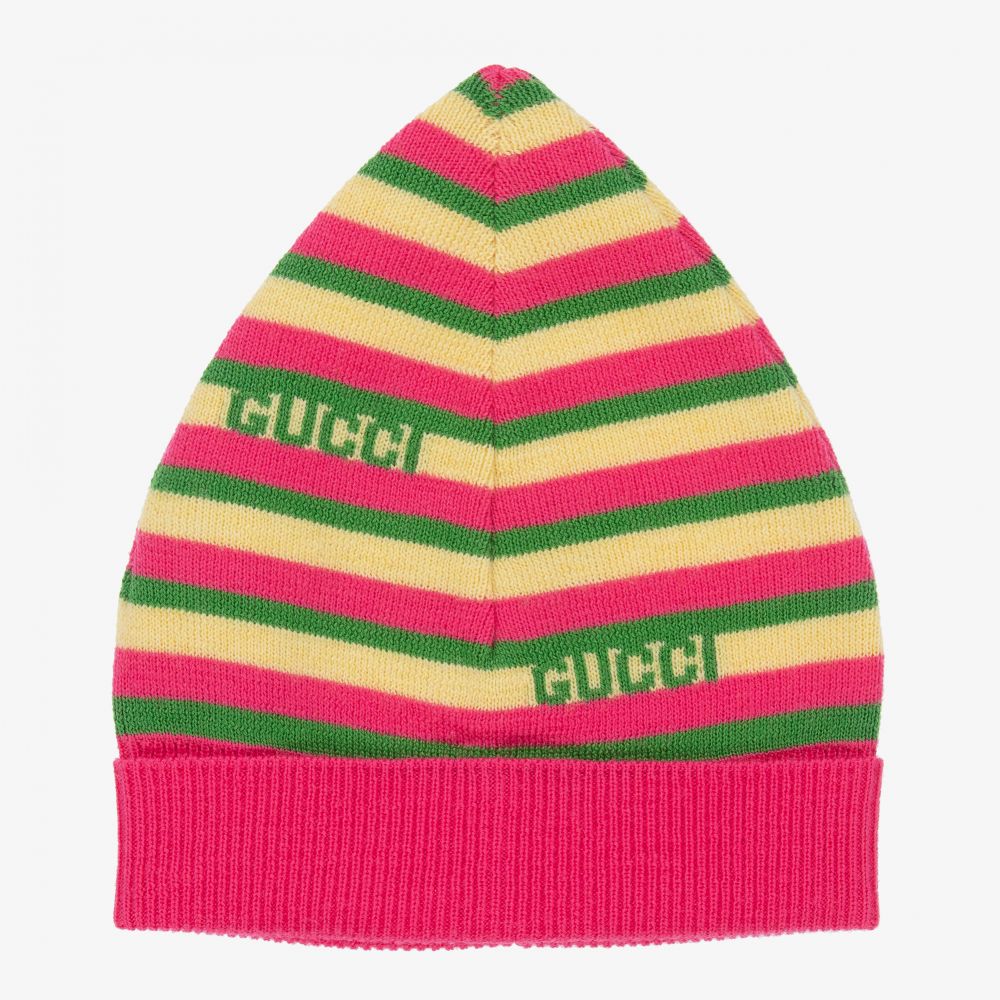 Gucci - Pink & Yellow Striped Baby Hat | Childrensalon