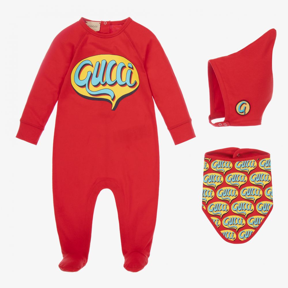 Gucci - Red Babysuit Gift Set  | Childrensalon