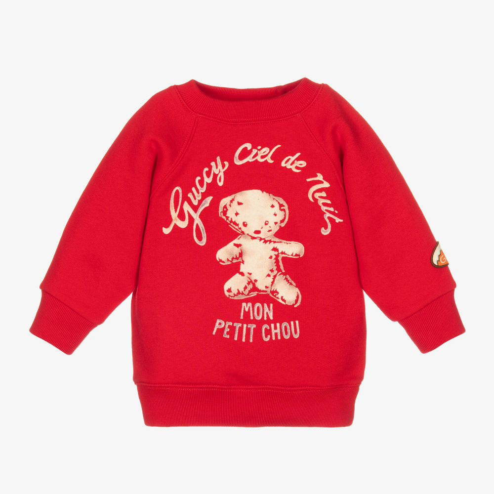 Gucci - Red Bear Logo Baby Sweatshirt | Childrensalon