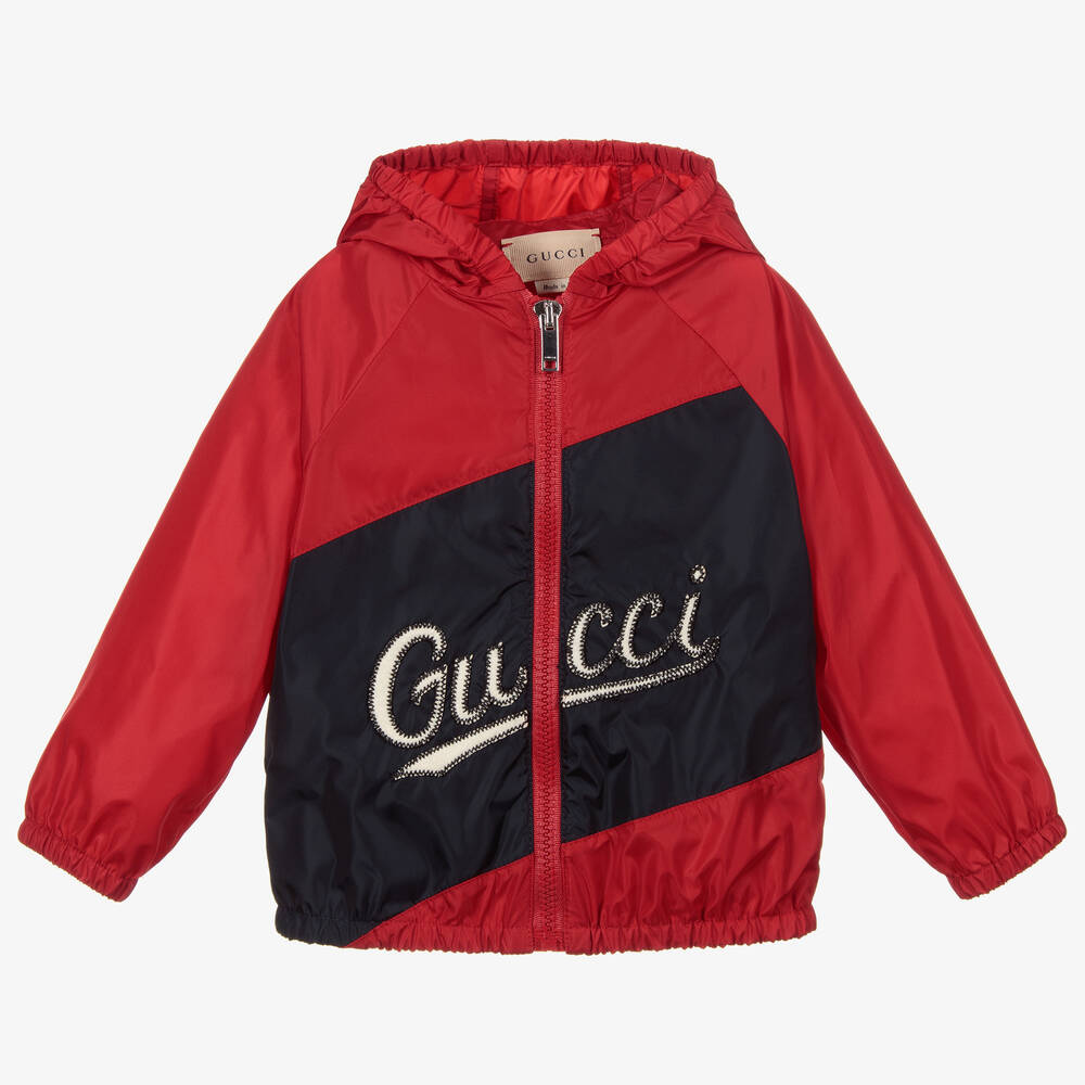 Gucci - Veste rouge et bleue à logo | Childrensalon