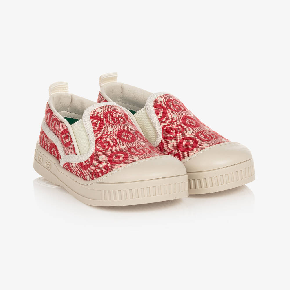 Gucci Babies' Red Canvas Gg Slip-on Sneakers