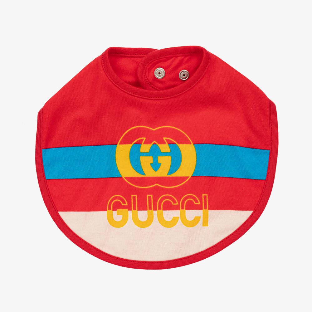 Gucci - Red Cotton Interlocking G Bib | Childrensalon