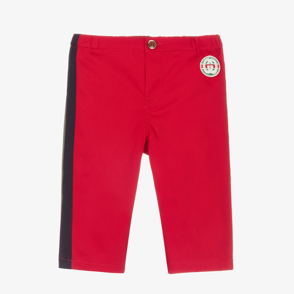 Gucci - Red Gabardine Baby Trousers | Childrensalon