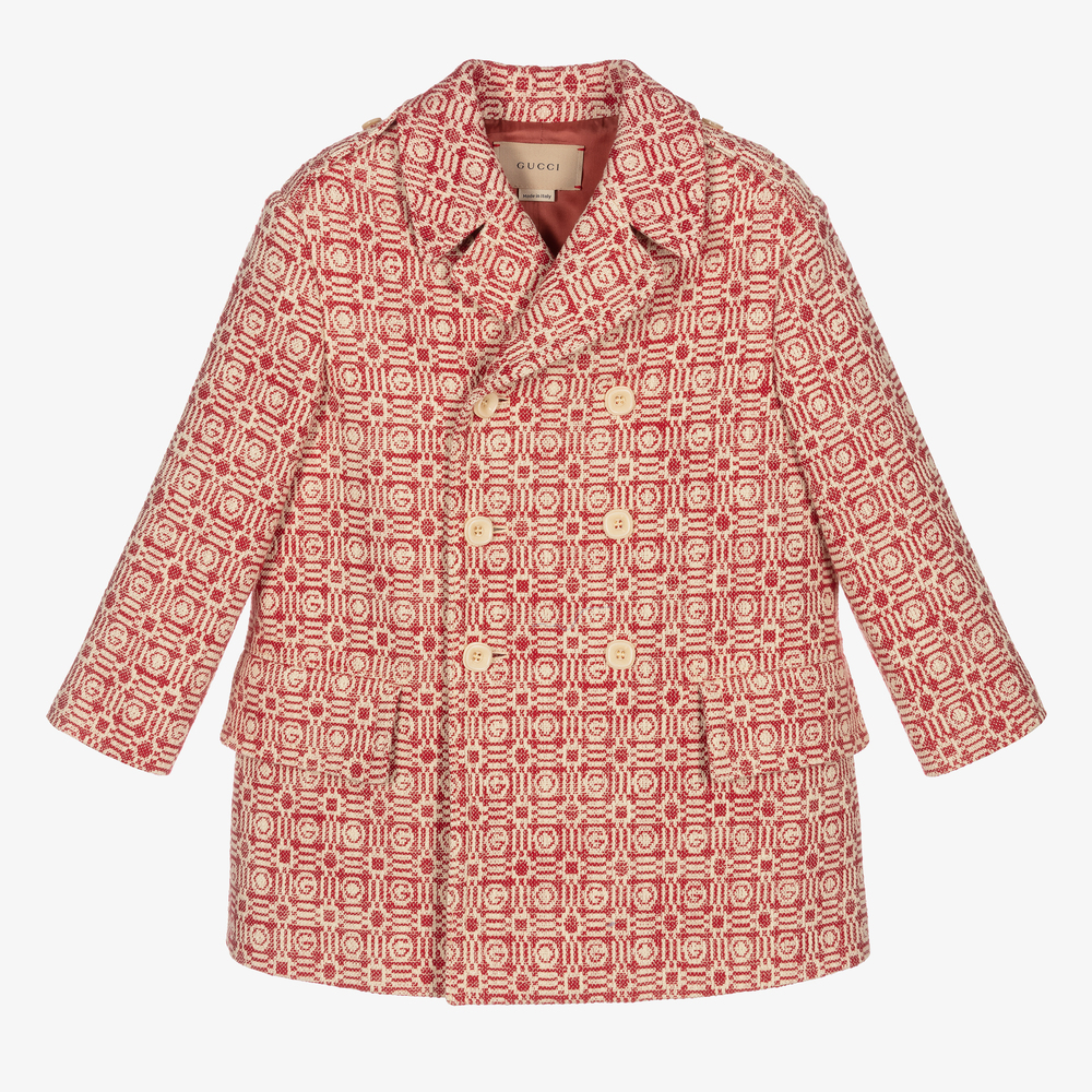 Gucci - Кремово-красное хлопковое пальто | Childrensalon