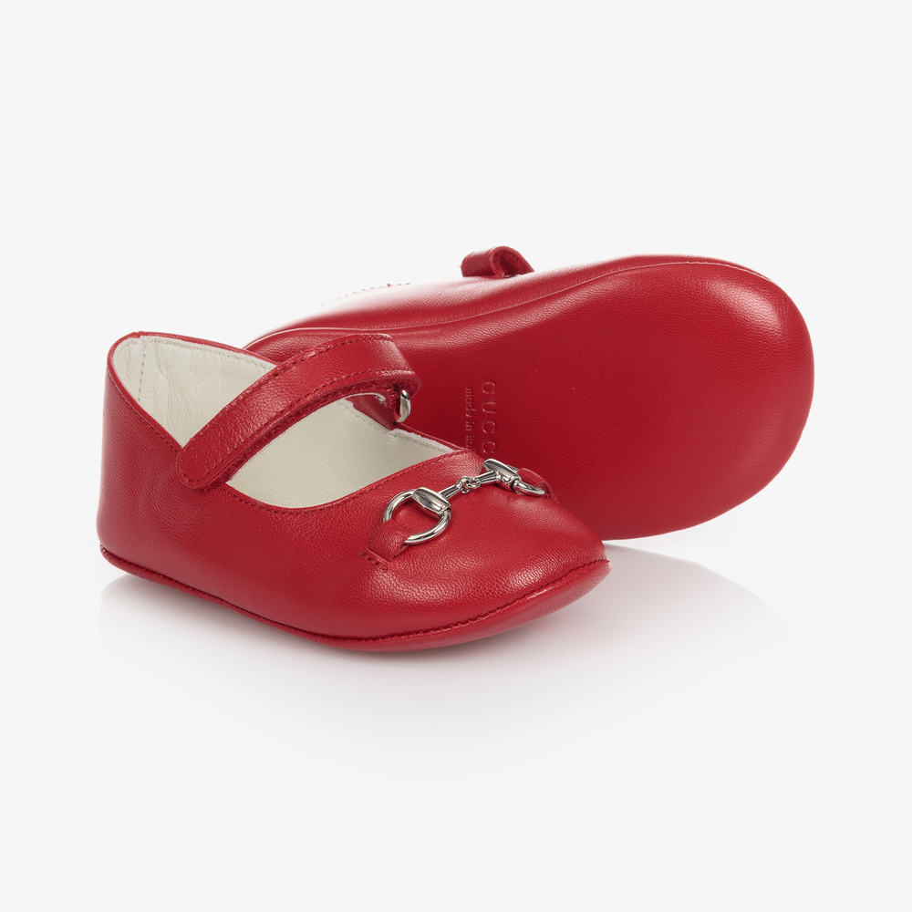 Gucci - حذاء باليرينا أطفال بناتي جلد لون أحمر | Childrensalon