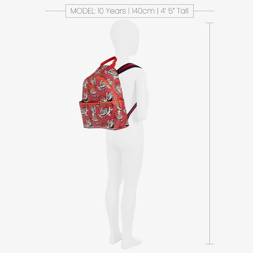Gucci - Sac à dos rouge toile tigre (33 cm)