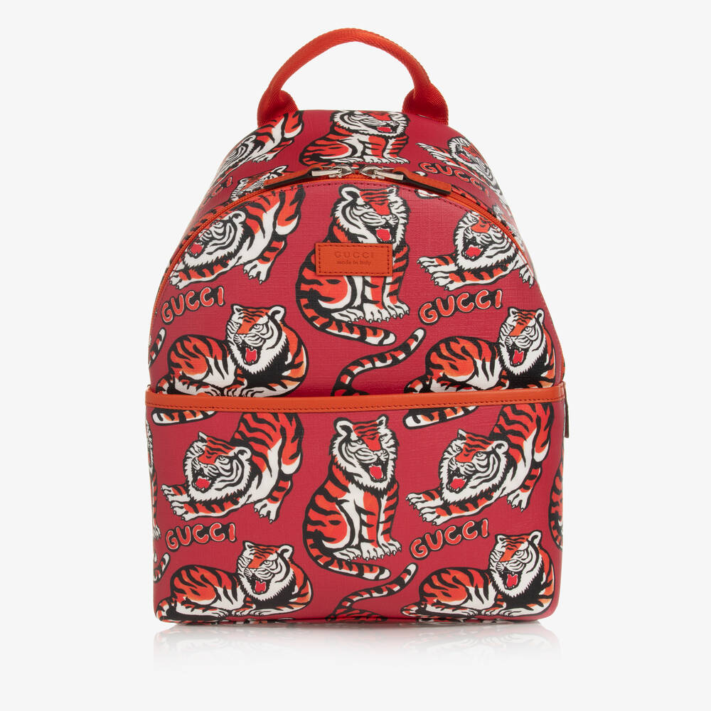 Gucci - Red Supreme Canvas Tiger Print Backpack (33cm) | Childrensalon