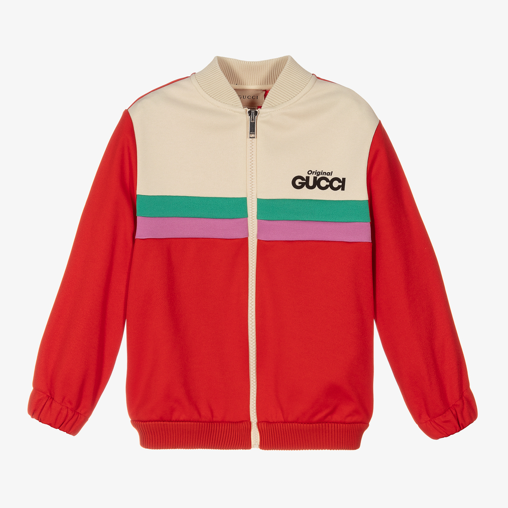 Gucci - Red Zip-Up Jersey Jacket | Childrensalon