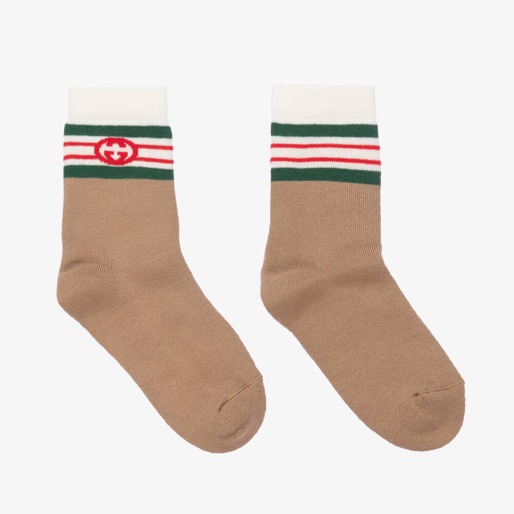 Gucci - Teen Beige Cotton G Logo Socks | Childrensalon