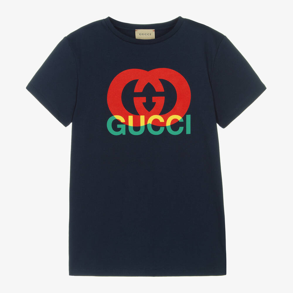 Gucci - Teen Blue Cotton Interlocking G T-Shirt | Childrensalon
