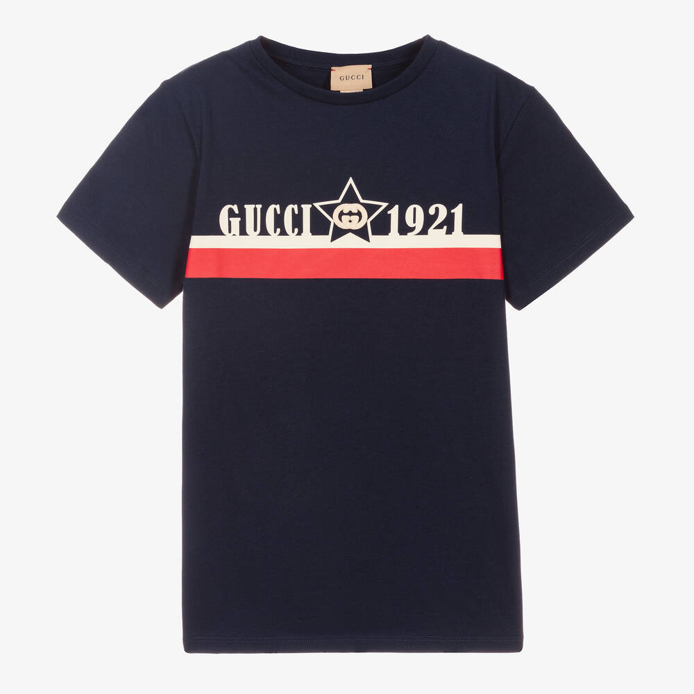 Gucci - Teen Blue Cotton Logo T-Shirt | Childrensalon
