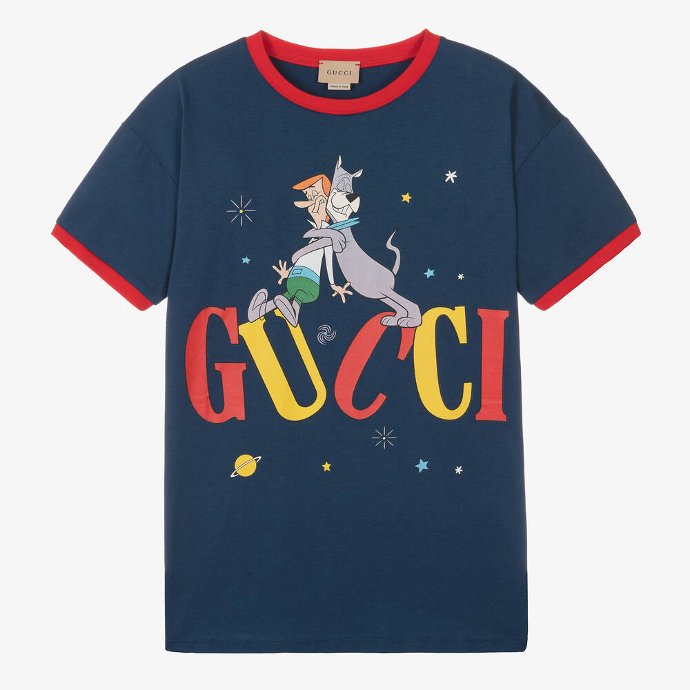 Gucci - تيشيرت تينز قطن جيرسي لون أزرق | Childrensalon