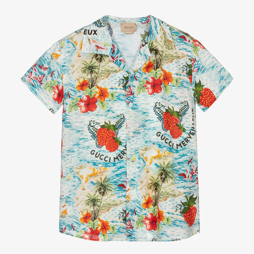 Gucci - Teen Blue Strawberry Shirt | Childrensalon