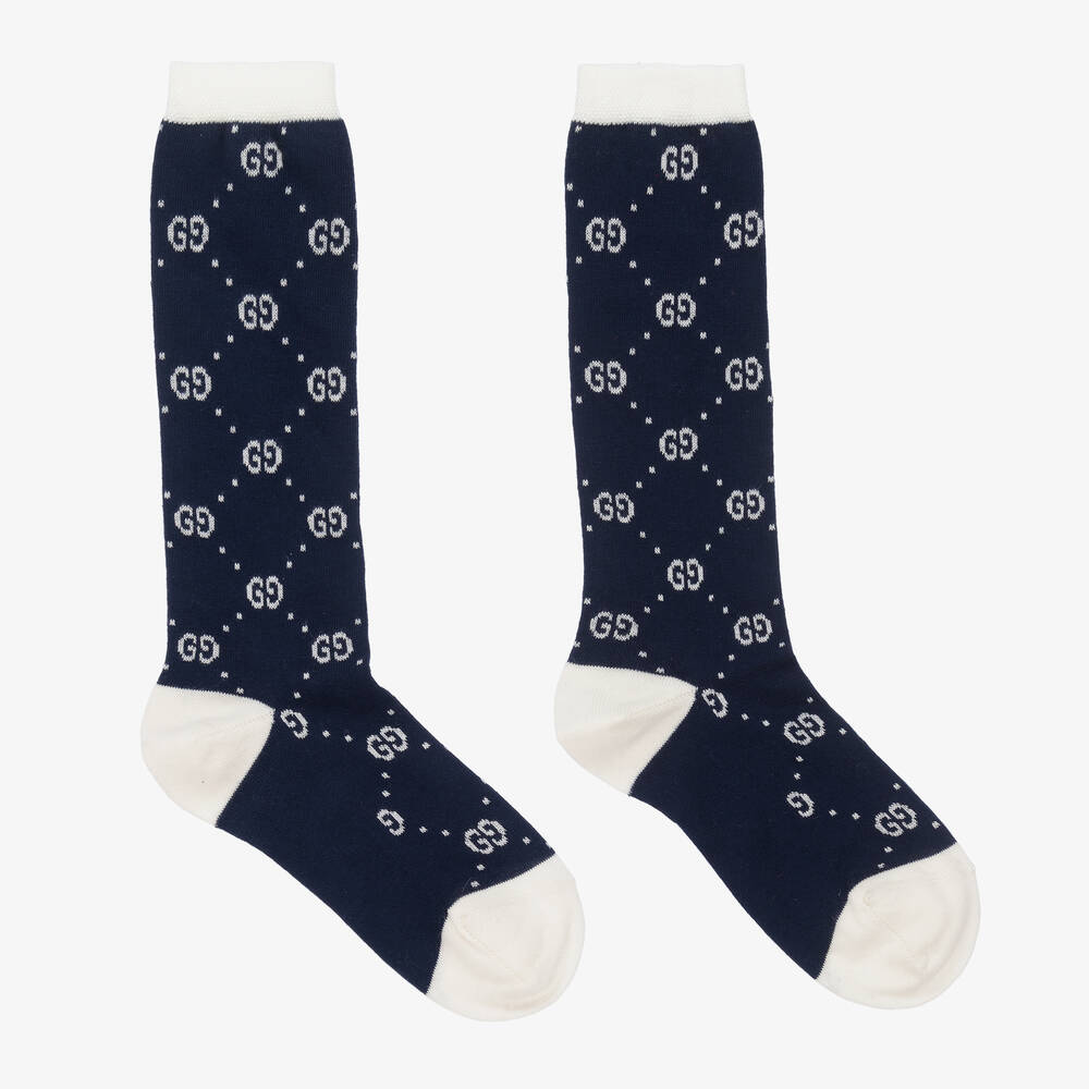 Gucci - Teen GG Socken in Blau und Weiß | Childrensalon