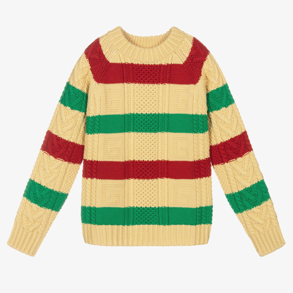Gucci - Teen Boys Beige Wool Sweater | Childrensalon