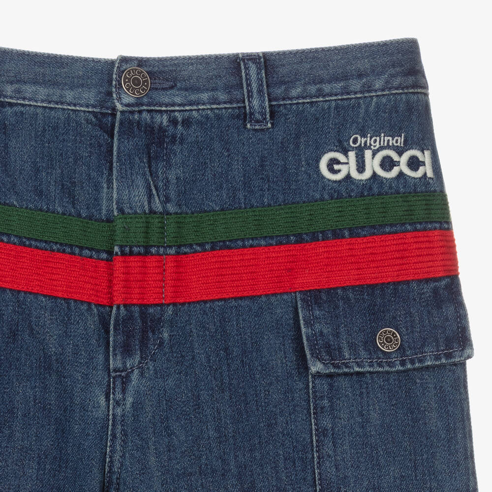 Gucci - Teen Boys Blue Logo Jeans | Childrensalon