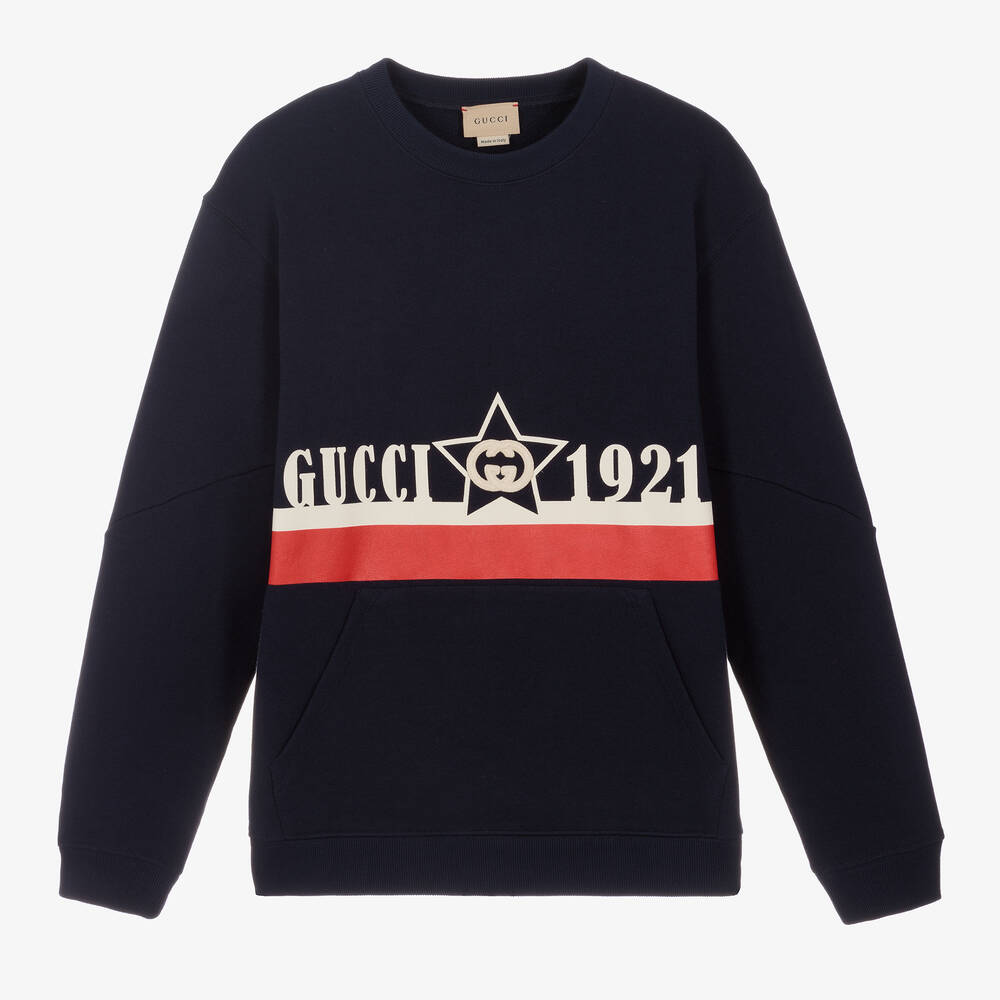 Gucci - Teen Boys Blue Logo Sweatshirt | Childrensalon