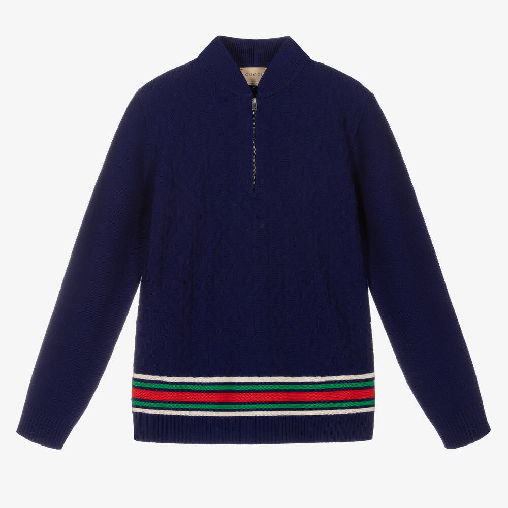 Gucci - Teen Boys Blue Rhombi Sweater | Childrensalon