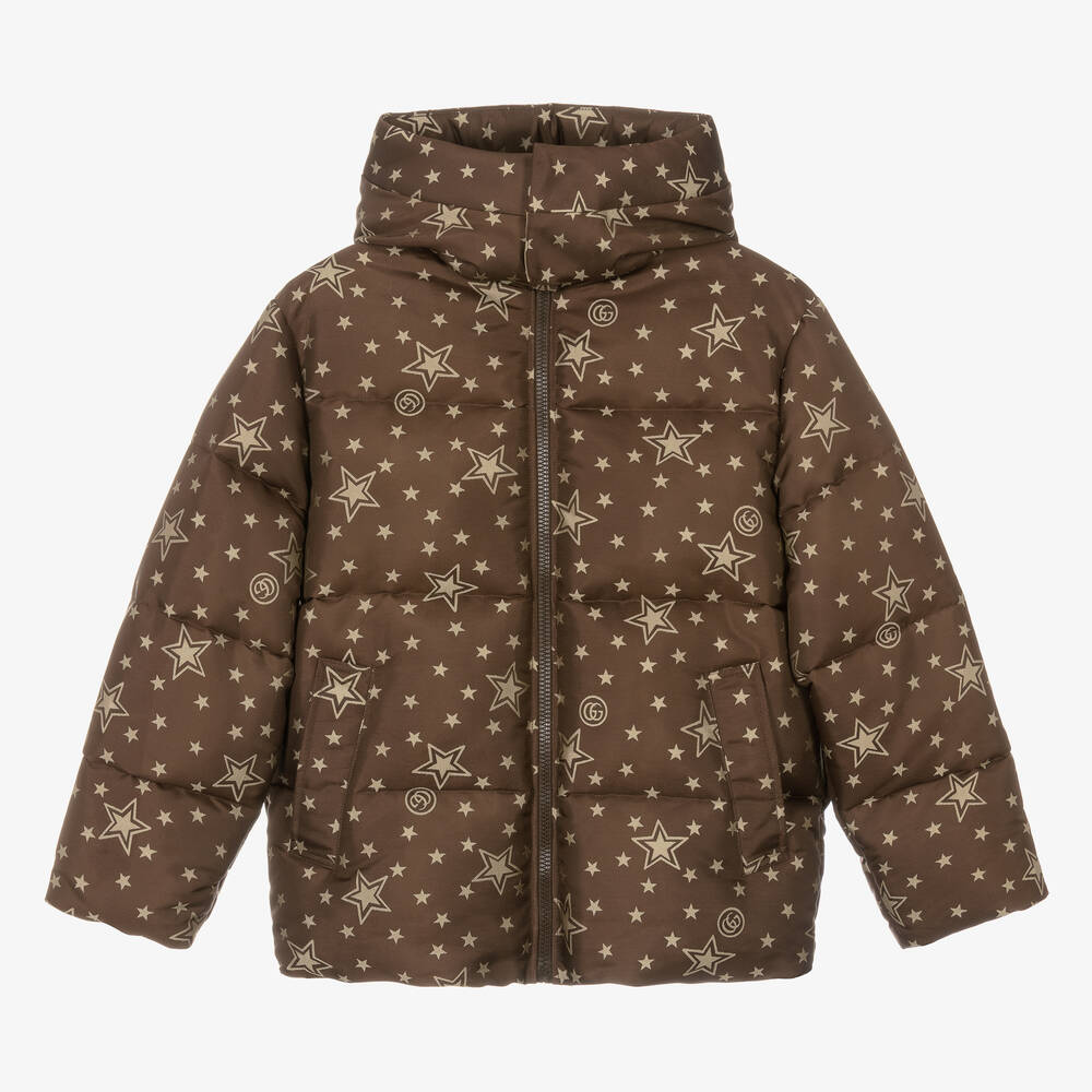 Gucci - Teen Boys Brown GG Down Puffer Jacket | Childrensalon