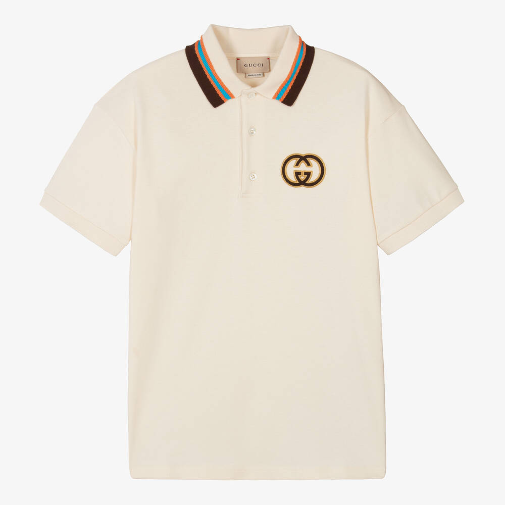 Gucci Teen Boys Ivory Cotton Polo Shirt