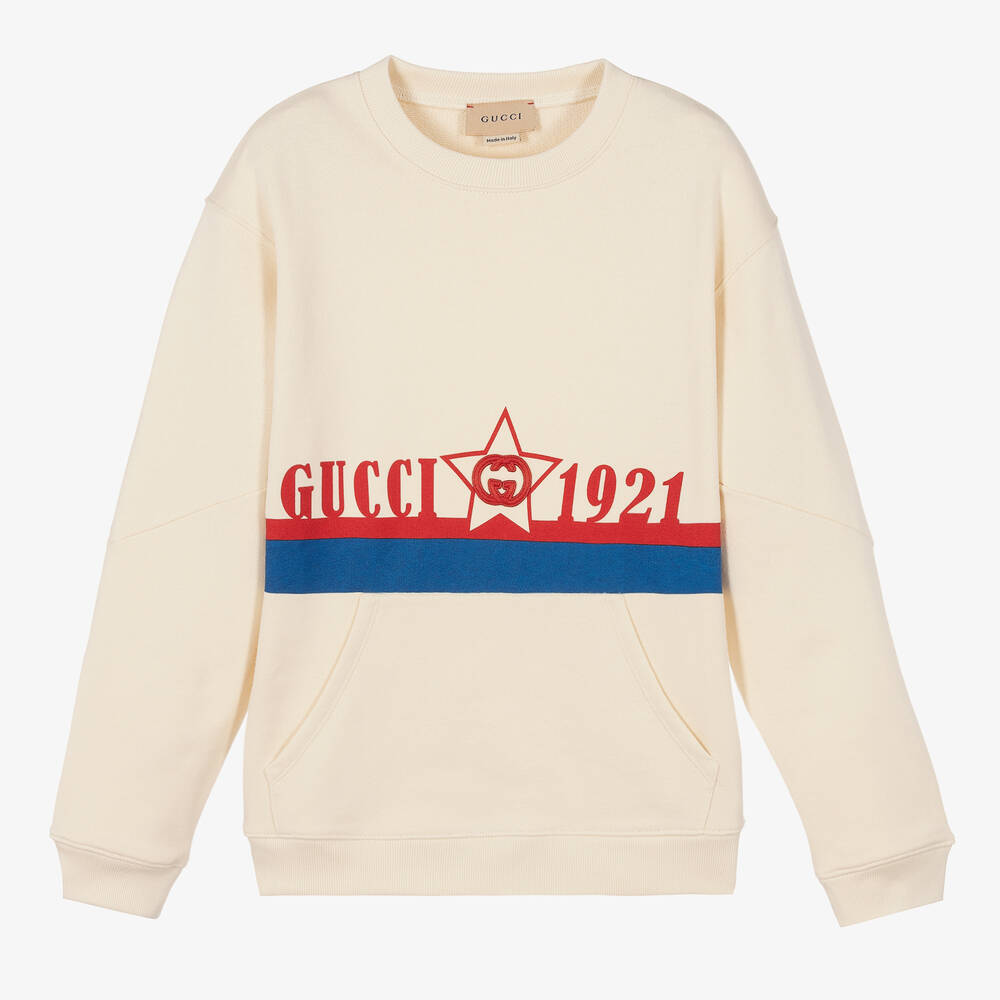 Gucci - Teen Boys Ivory Logo Sweatshirt | Childrensalon