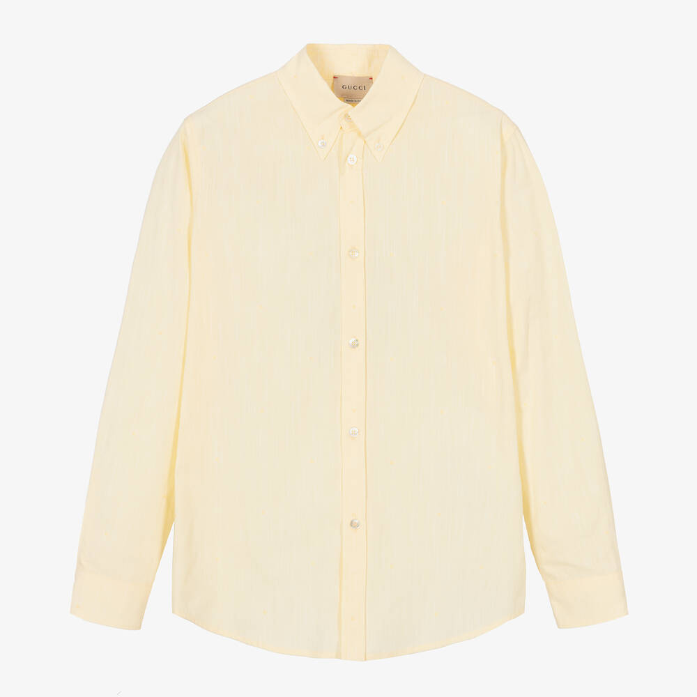 Shop Gucci Teen Boys Yellow Cotton Rhombus Shirt
