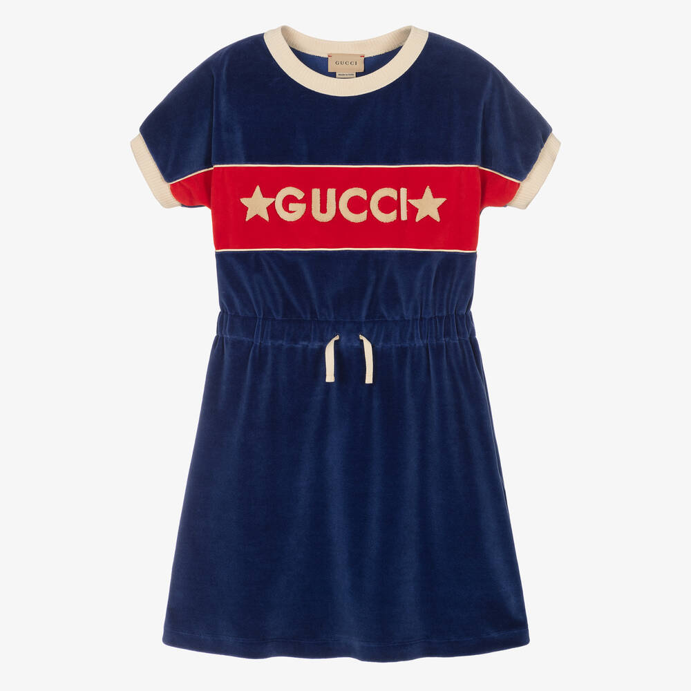 Gucci - Teen Girls Blue Velour Dress | Childrensalon
