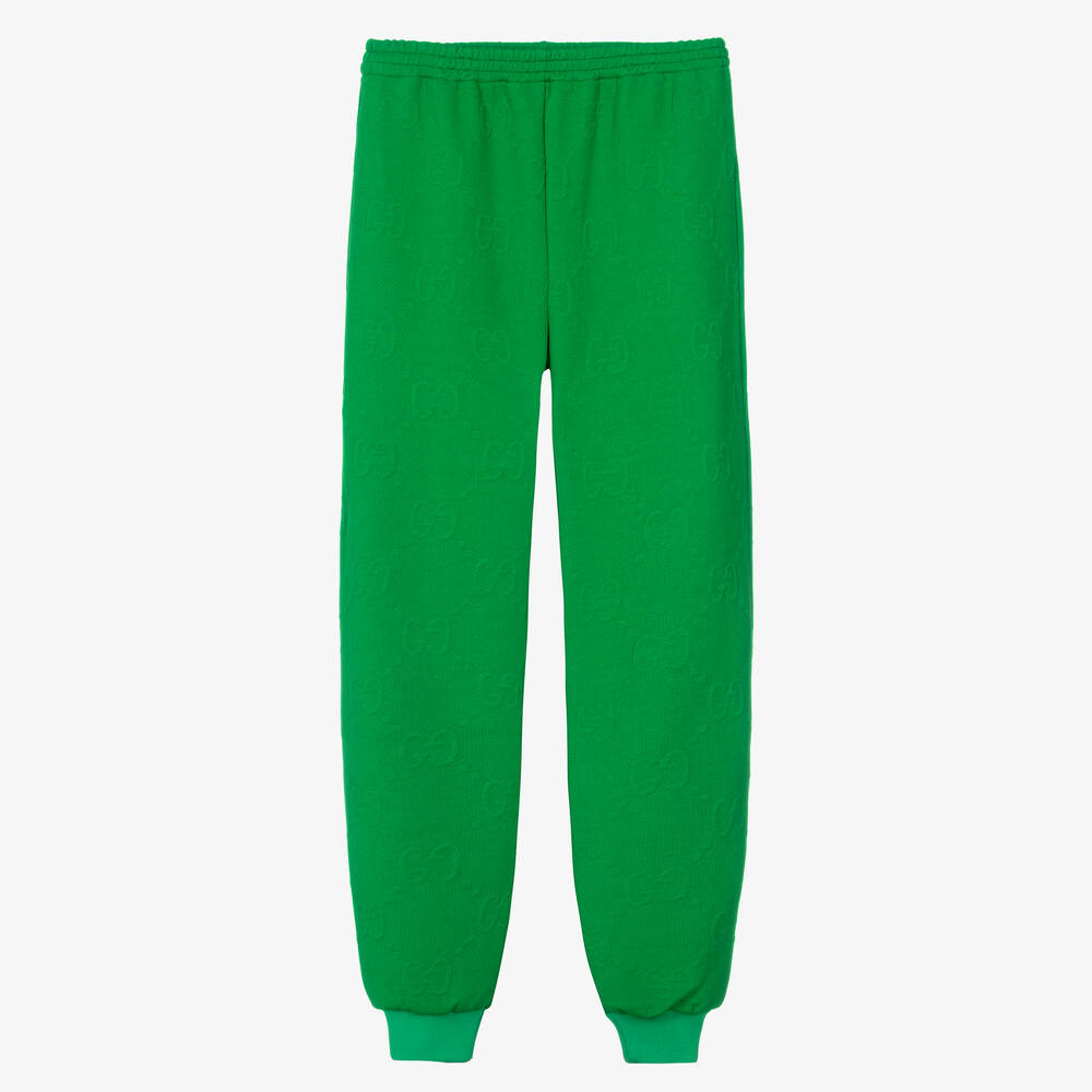 Gucci - Зеленые джоггеры с набивным принтом GG | Childrensalon