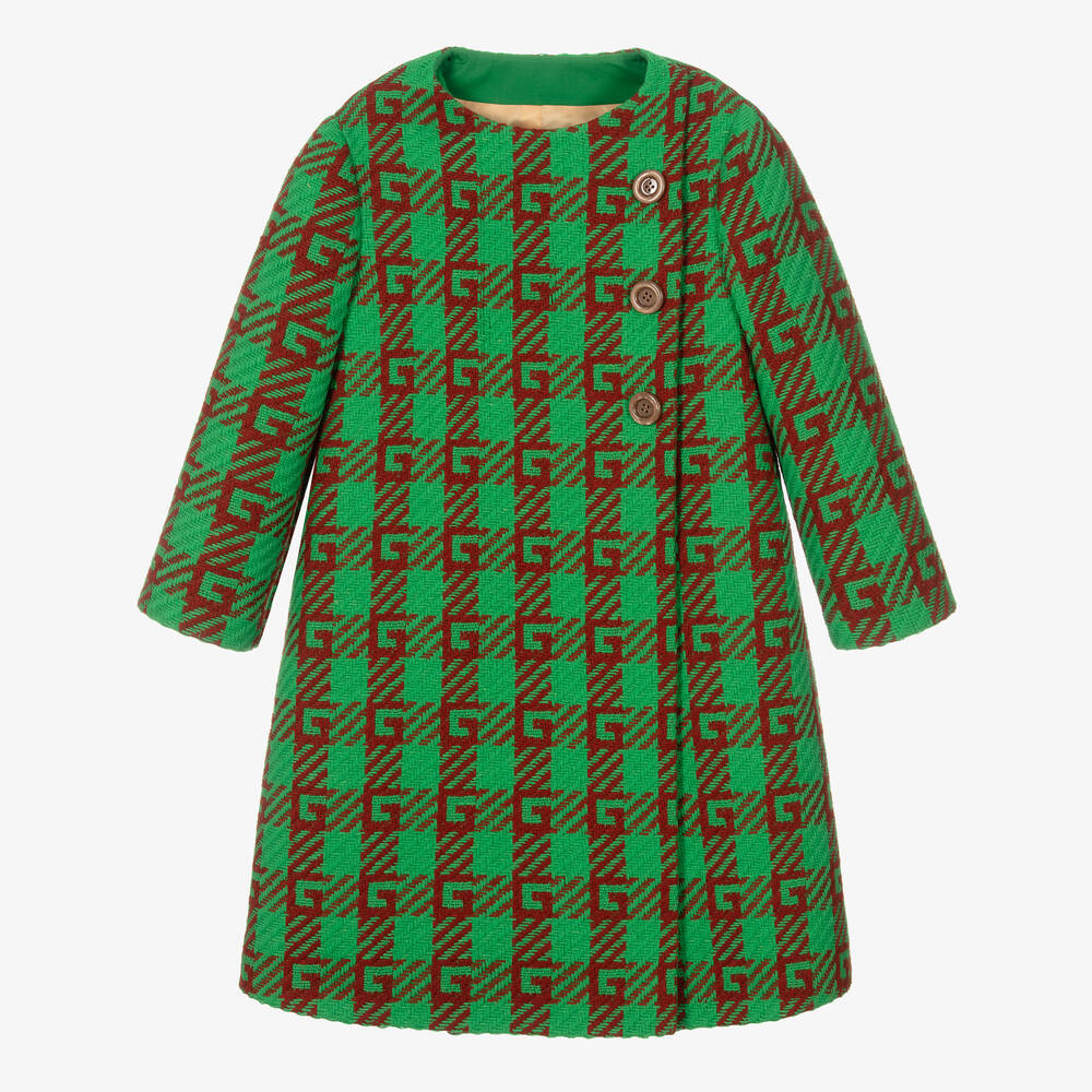 Gucci - Зеленое шерстяное пальто для девочек-подростков | Childrensalon