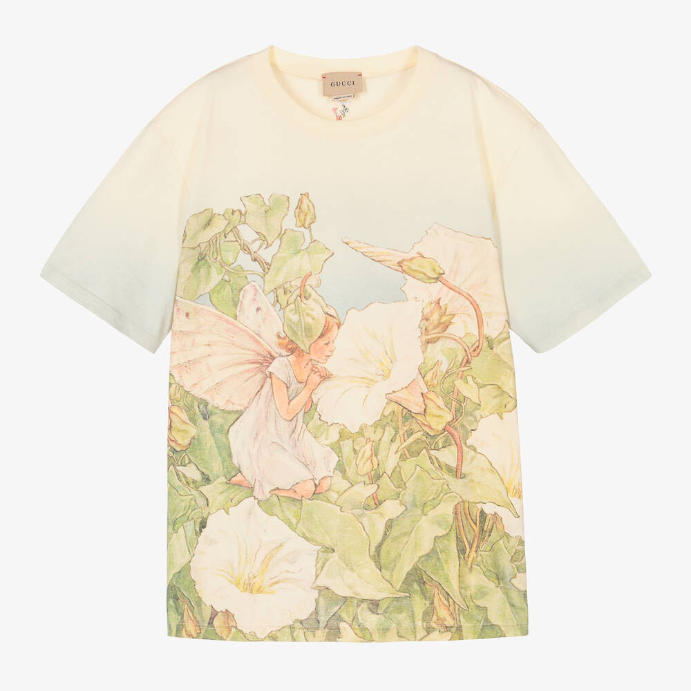 Gucci - Elfenbeinfarbenes Teen Feen-T-Shirt (M) | Childrensalon