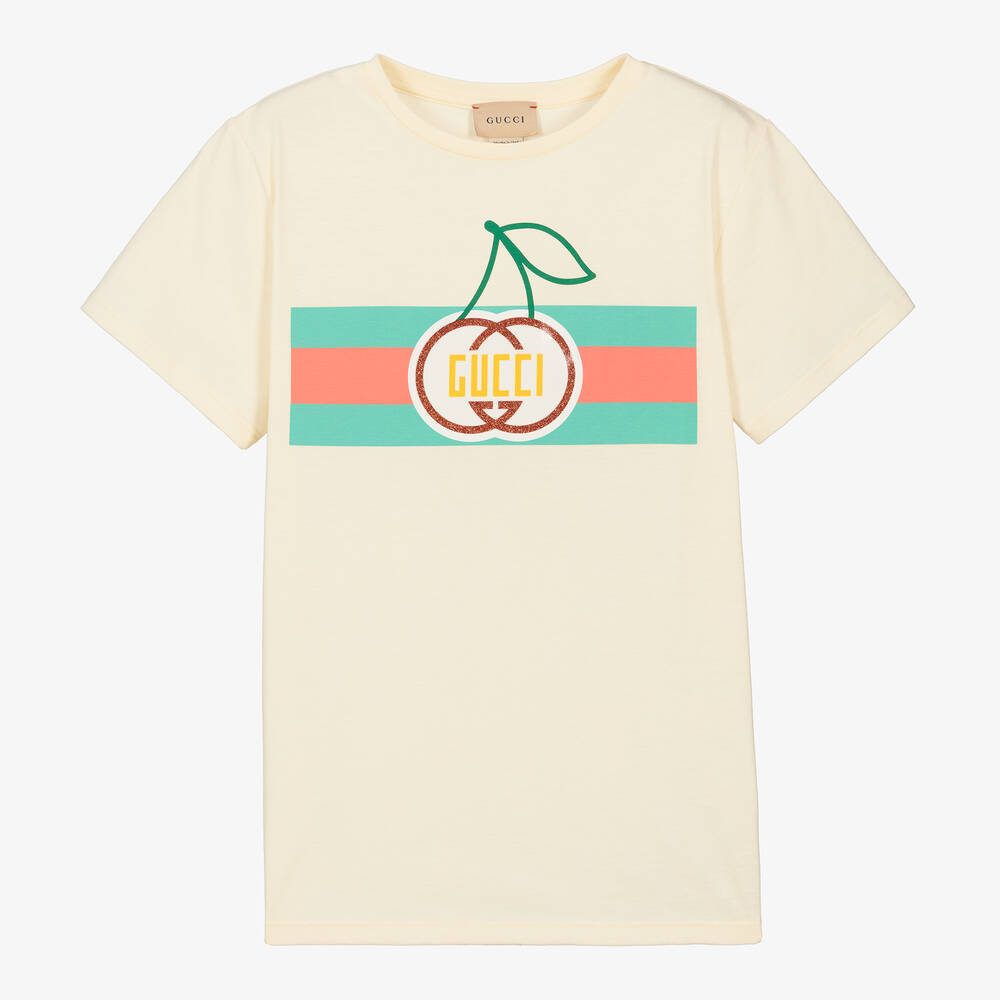 Gucci - Teen Girls Ivory Logo T-Shirt | Childrensalon