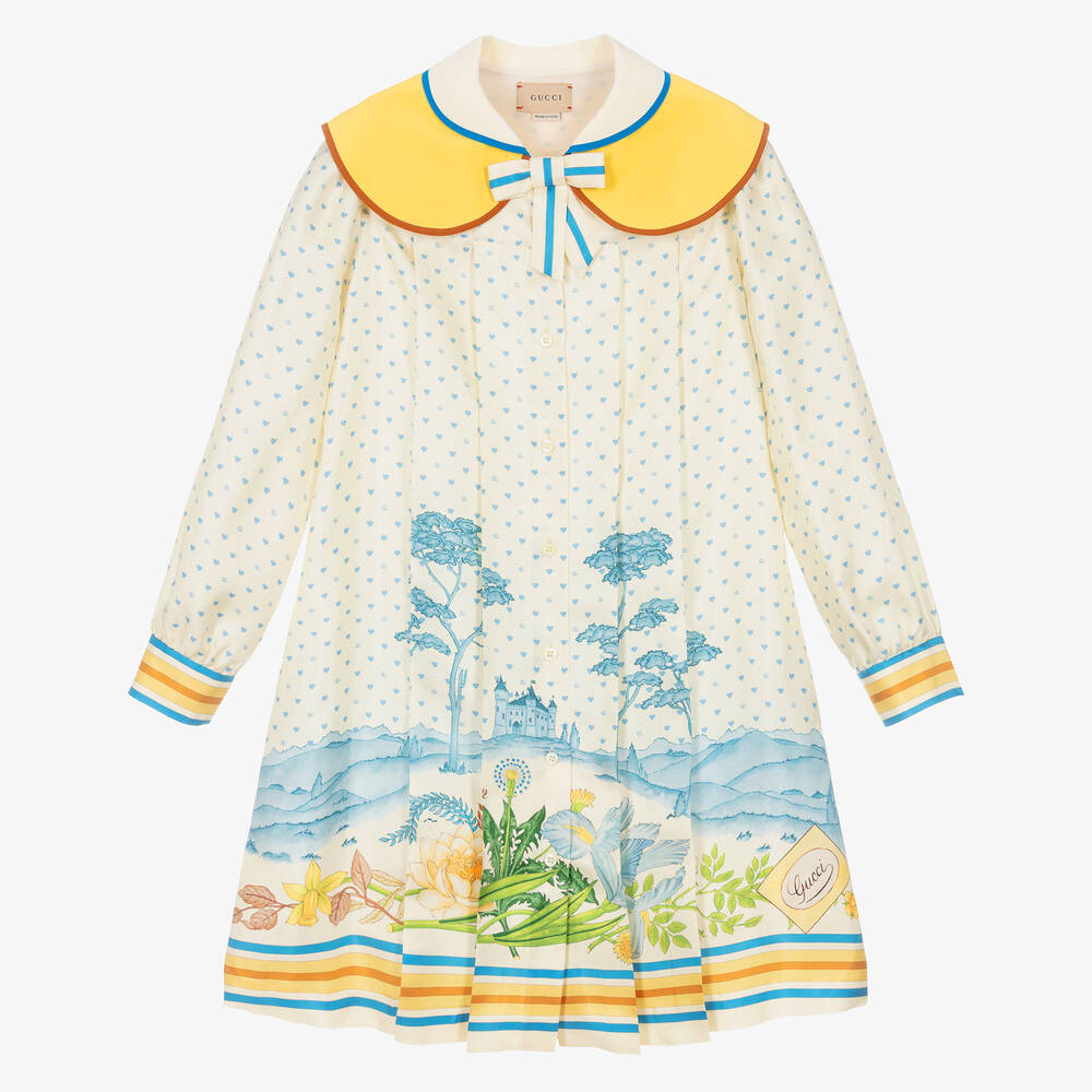 Gucci - Кремовое шелковое платье GG | Childrensalon