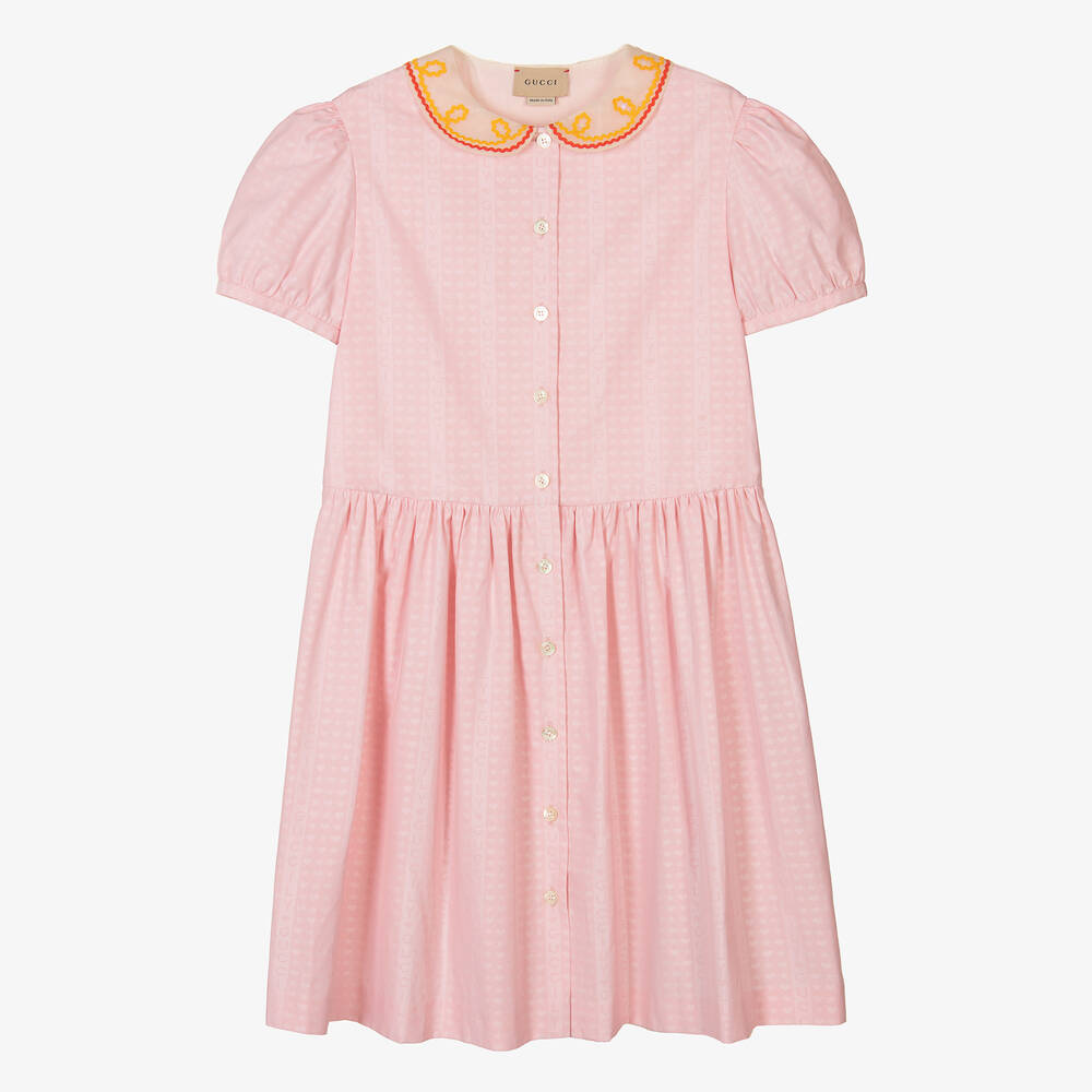 Gucci - Розовое хлопковое платье для девочек-подростков  | Childrensalon