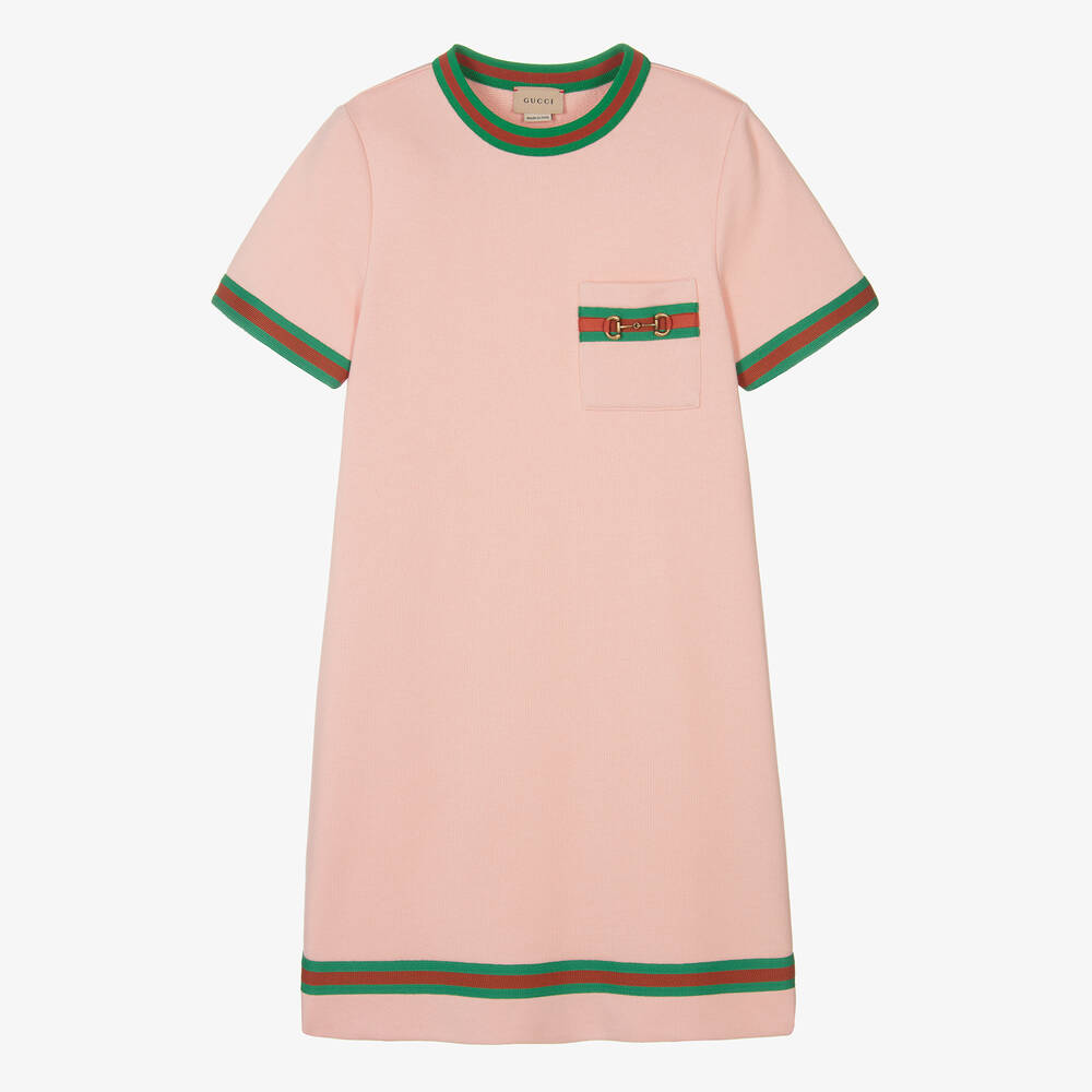 Gucci - Teen Girls Pink Cotton Horsebit Dress | Childrensalon